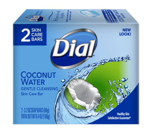Dial Coconut Water Bar Soap, Hydrating Clean, 3.2 oz – (2 Bars Total)