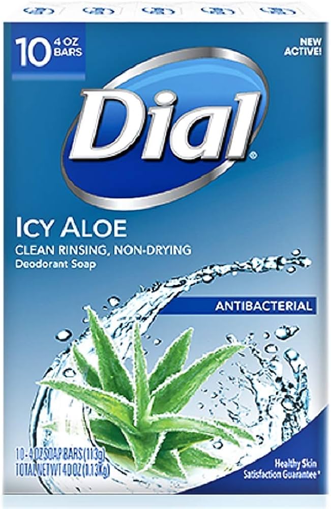 Dial Icy Aloe Bar Soap, Refreshing Cool Clean, 4 oz – (10 Bars Total)