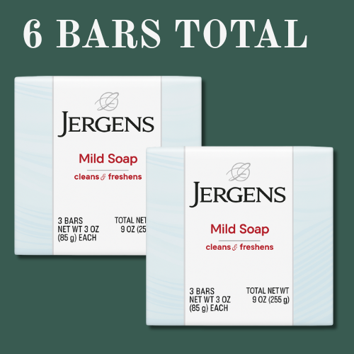 Jergens Mild Soap 3 oz Bars – Pack of 2 (6 Total Bars)