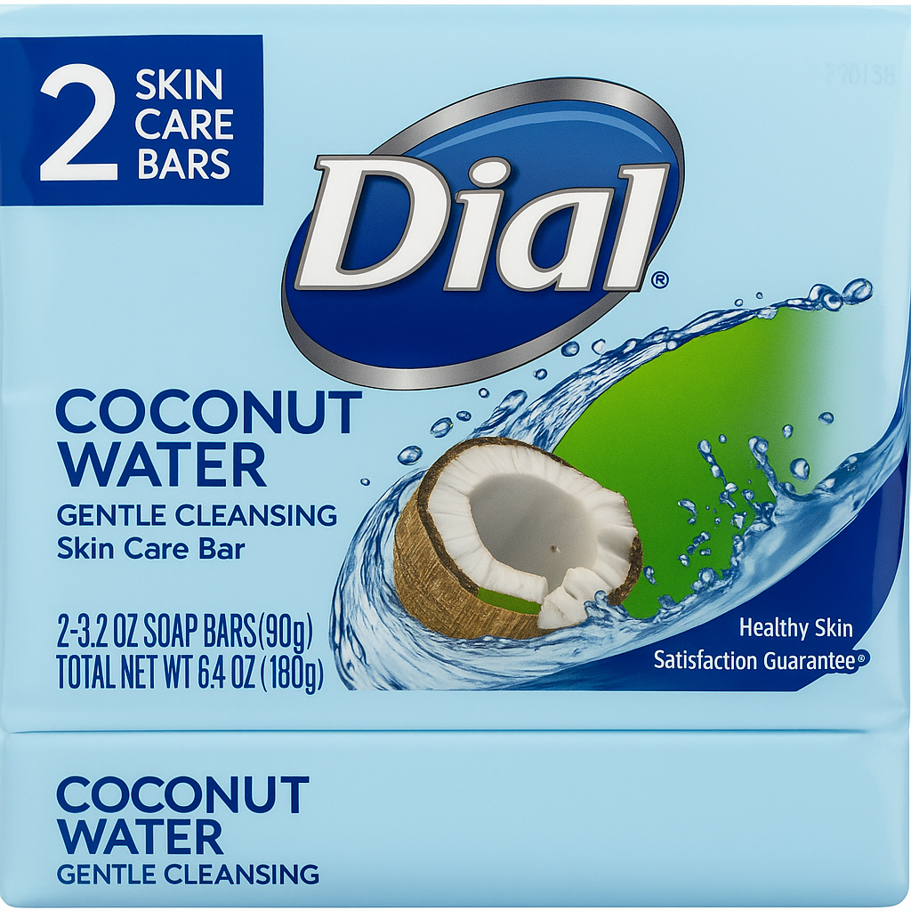 Dial Coconut Water Bar Soap, Hydrating Clean, 3.2 oz – (2 Bars Total)