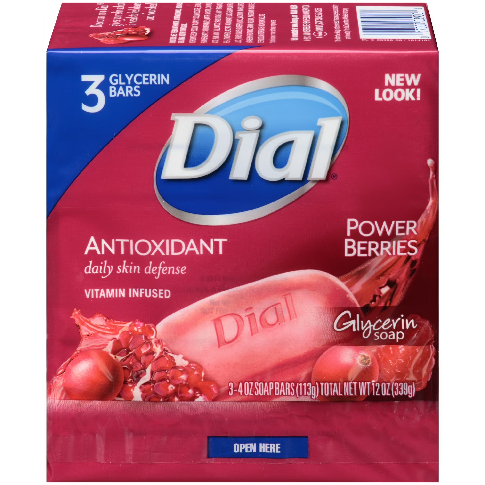 Dial Glycerin Bar Soap – Cranberry & Antioxidant, 4 oz Bars (Pack of 3) | Gentle, Hydrating Clean with Fruity Fresh Scent