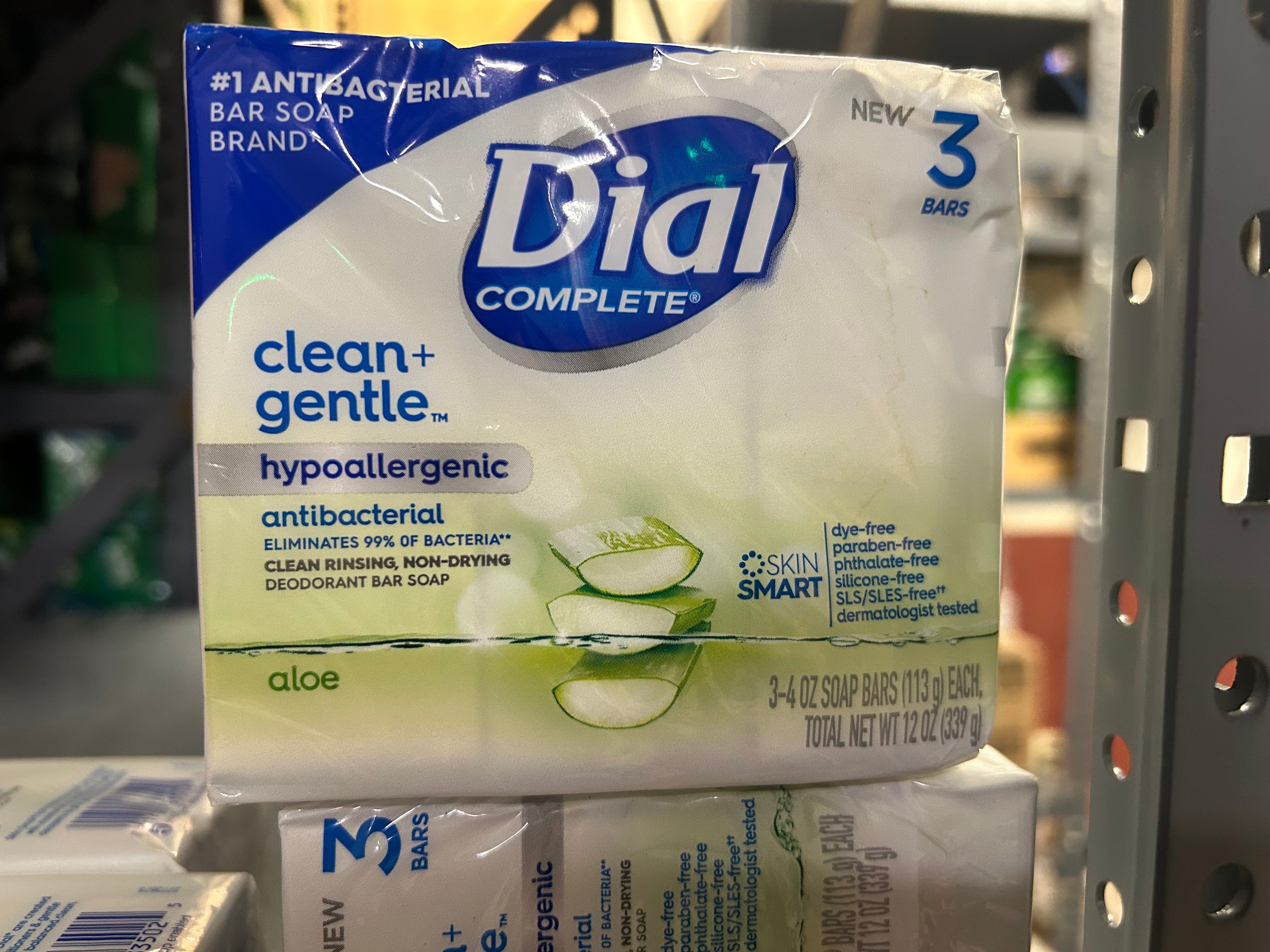 Dial Clean & Gentle Aloe Bar Soap – 4 oz (3 Bars Total)