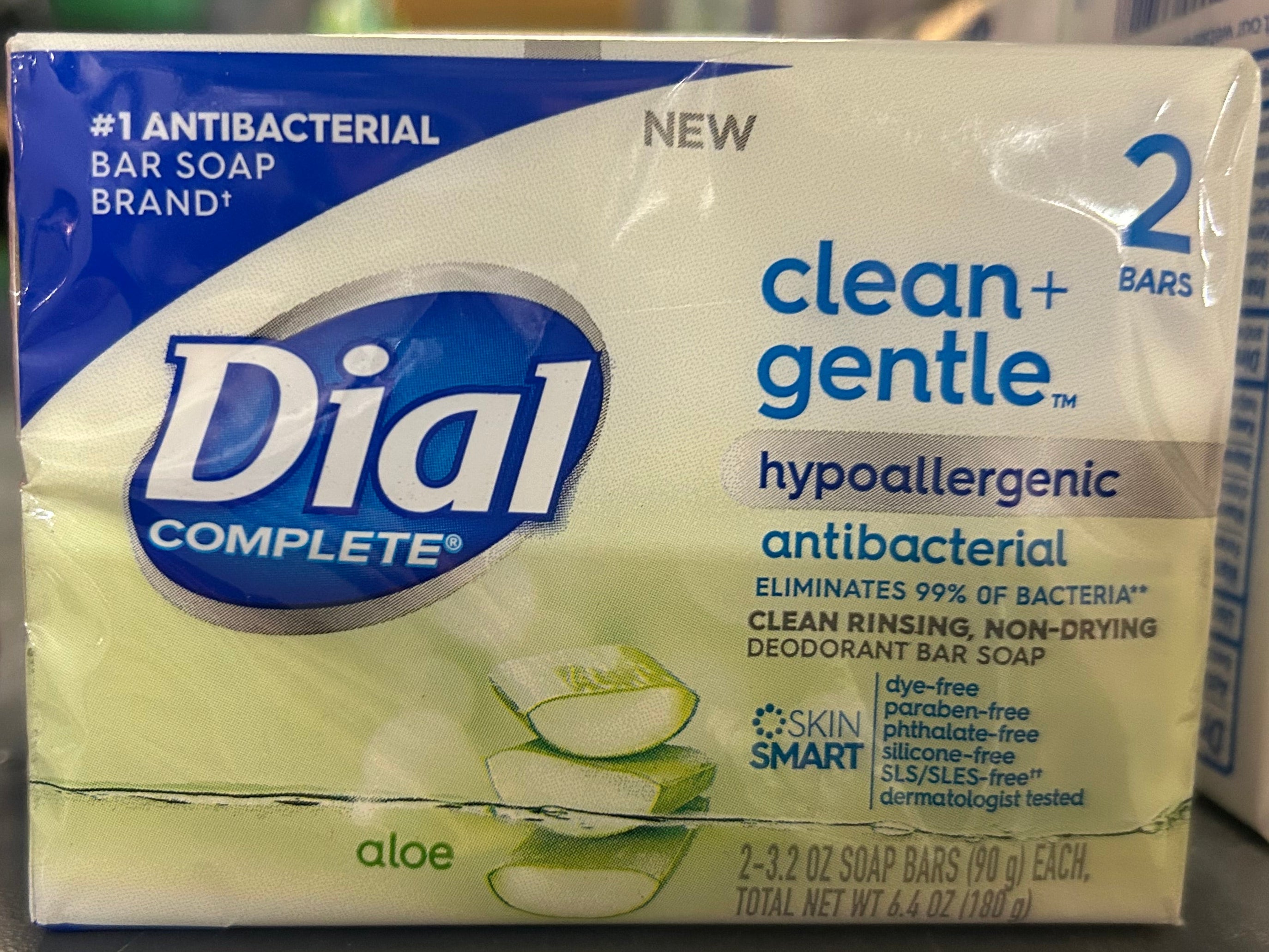 Dial Clean & Gentle Aloe Bar Soap – 3.2 oz (2 Bars Total)