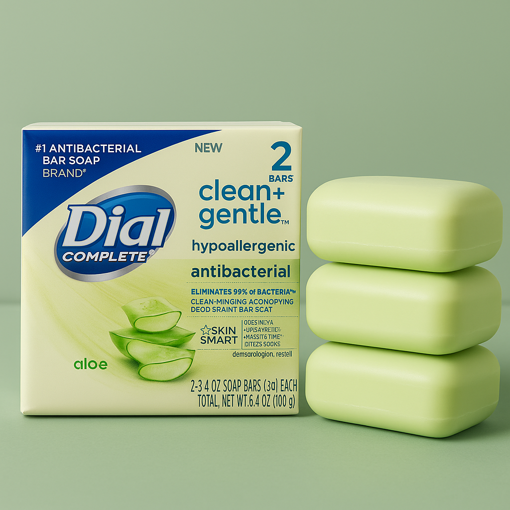 Dial Clean & Gentle Aloe Bar Soap – 3.2 oz (2 Bars Total)