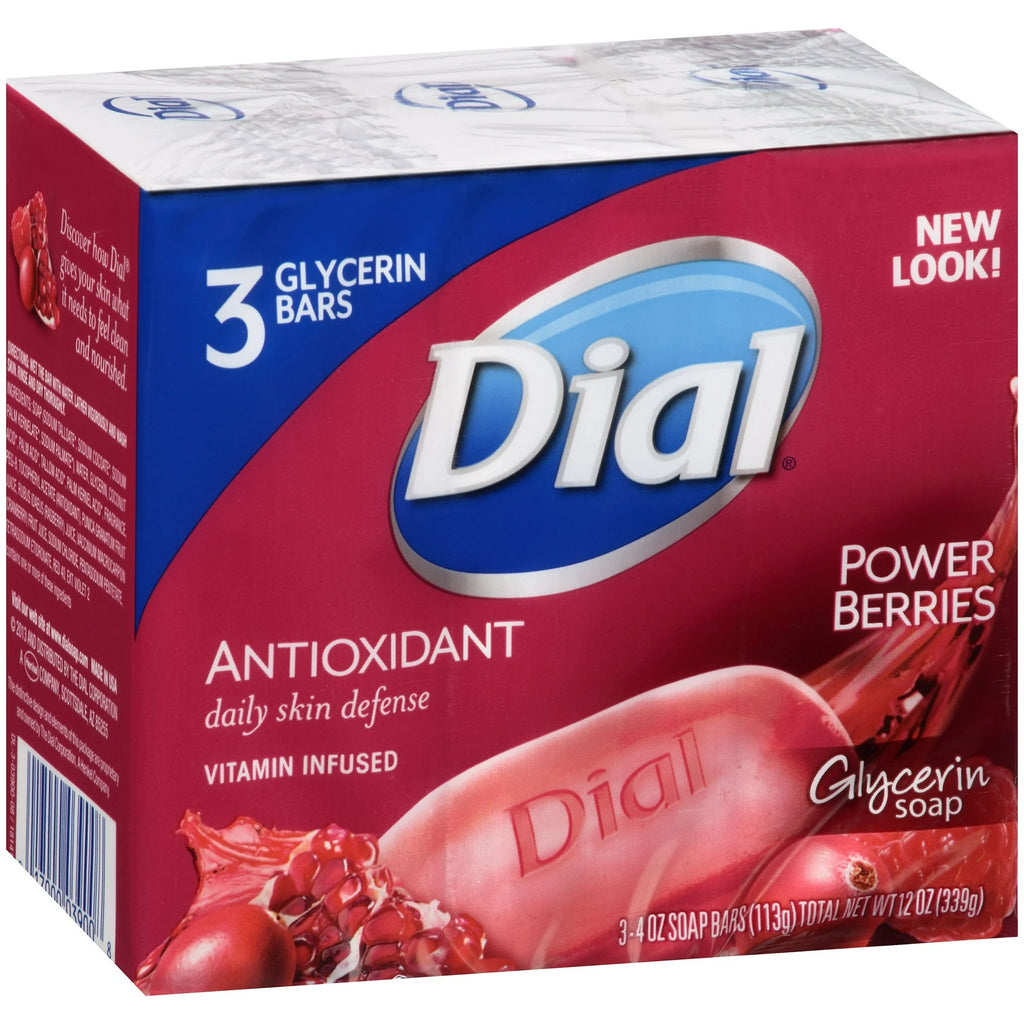 Dial Glycerin Bar Soap – Cranberry & Antioxidant, 4 oz Bars (Pack of 3) | Gentle, Hydrating Clean with Fruity Fresh Scent