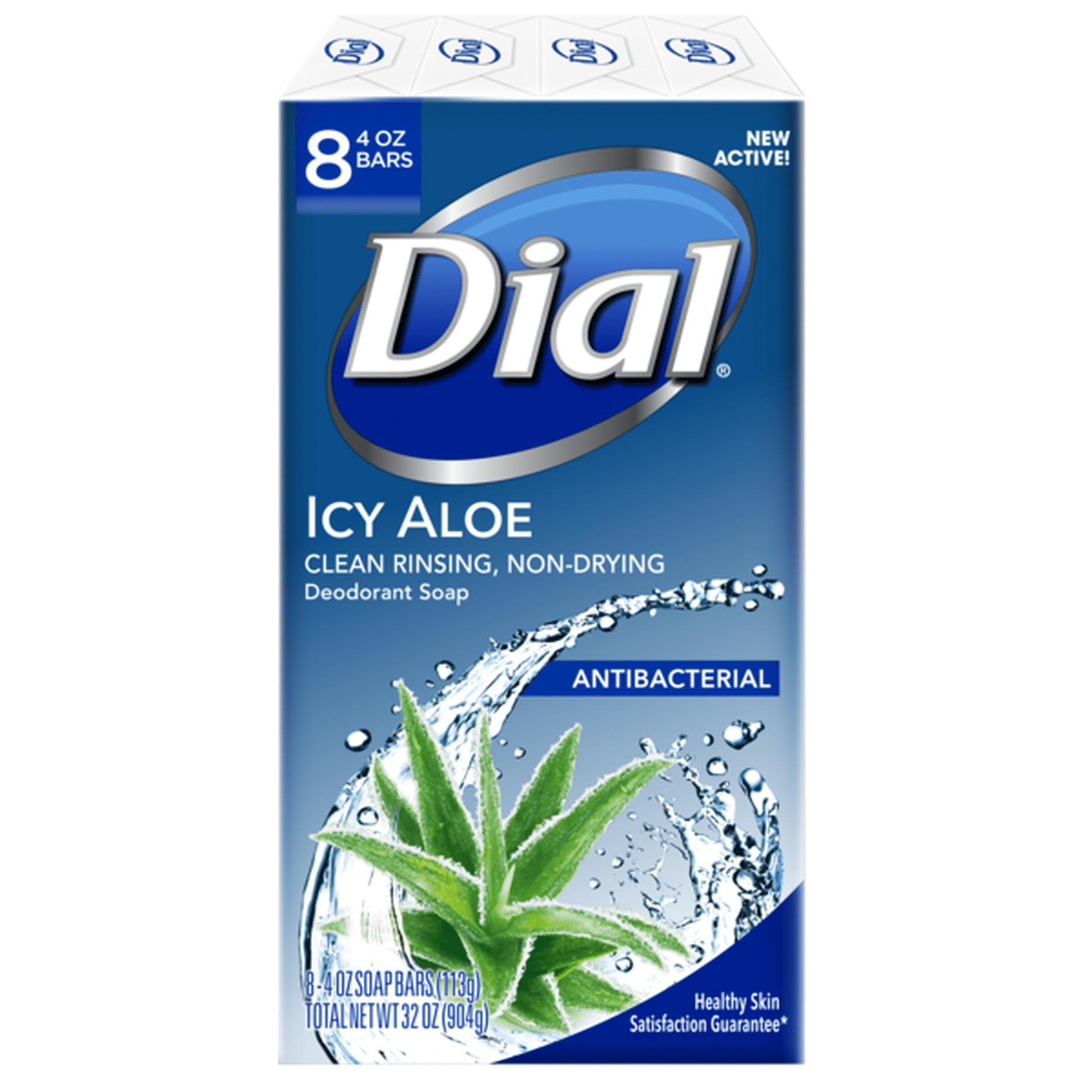 Dial Icy Aloe Bar Soap, Refreshing Cool Clean, 4 oz – (8 Bars Total)